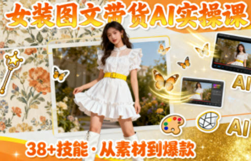 女装图文带货的AI实操课,覆盖38个实用技能,快速提升素材制作效率|网创挖金社