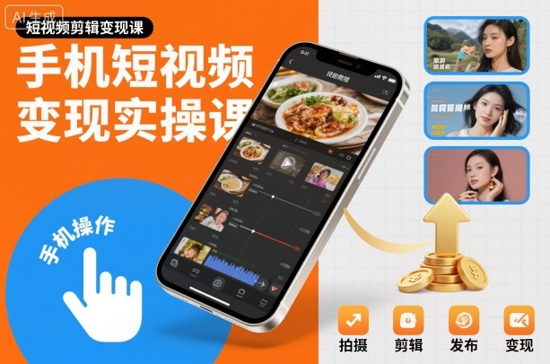 手机短视频变现实操课，短视频剪辑变现课|网创挖金社
