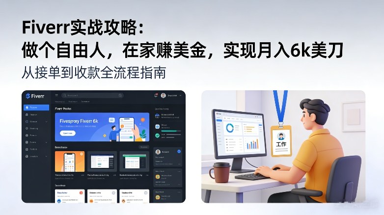Fiverr实战攻略,做个自由人,在家賺美金,实现月入6k美刀|网创挖金社