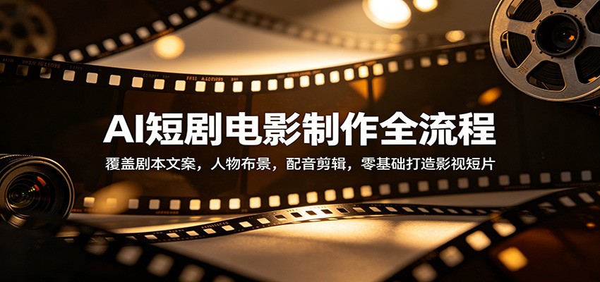 AI短剧电影制作全流程：覆盖剧本文案，人物布景，配音剪辑，零基础打造影视短片|网创挖金社