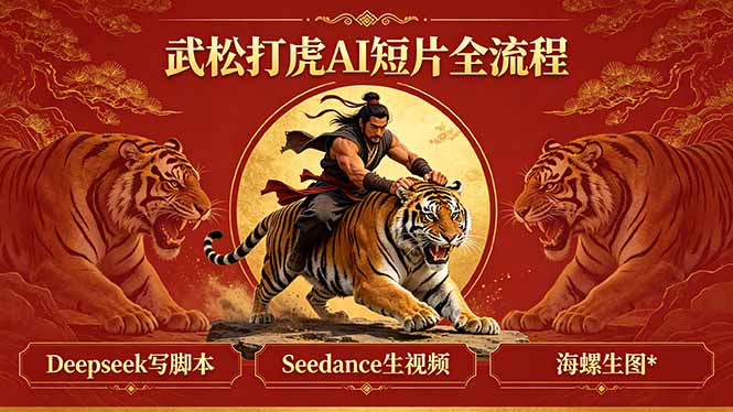 武松打虎AI短片全流程：Deepseek写脚本+Seedance生视频+海螺生图|网创挖金社