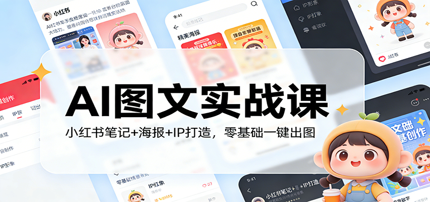 AI图文实战课：小红书笔记+海报+IP打造，零基础一键出图|网创挖金社
