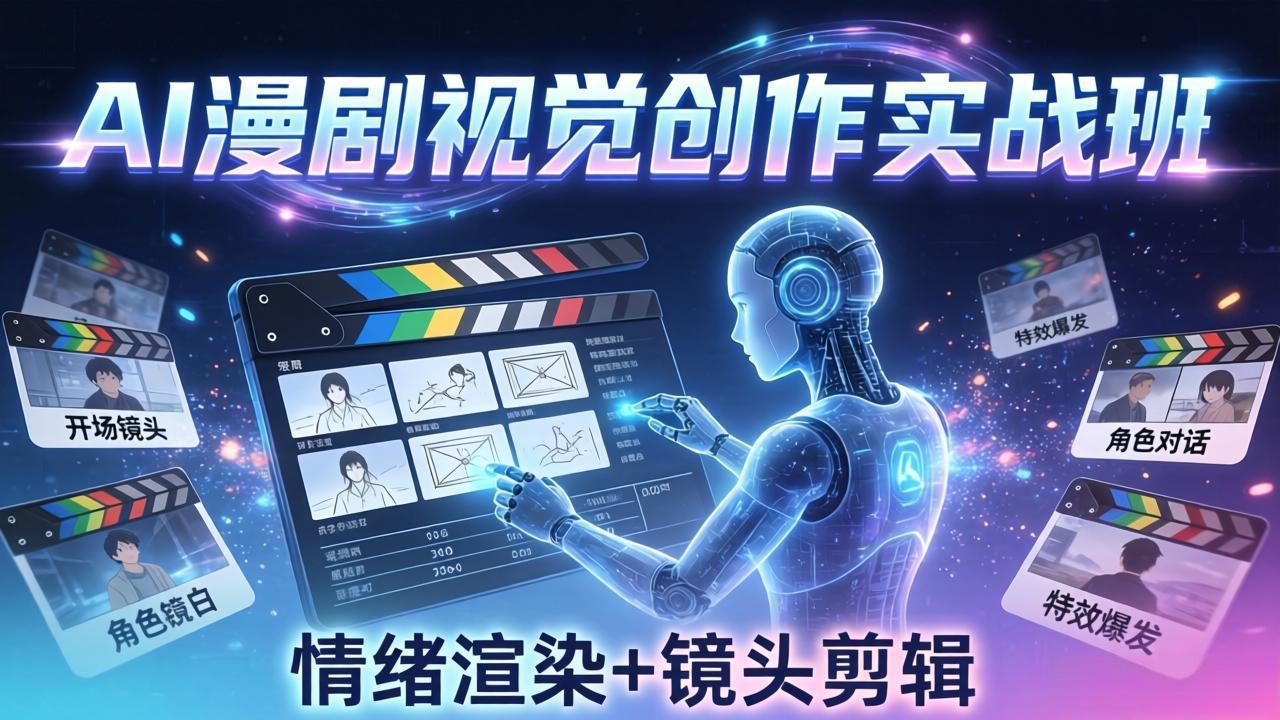 AI漫剧视觉导演思维实战班，从脚本到成片全掌握，分镜设计情绪渲染一站学会|网创挖金社
