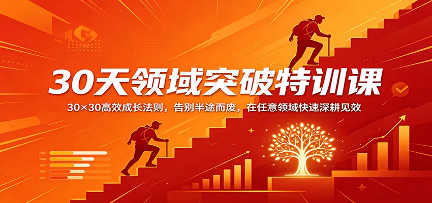 30天领域突破特训课：30×30高效成长法则，告别半途而废，在任意领域快速深耕见效|网创挖金社