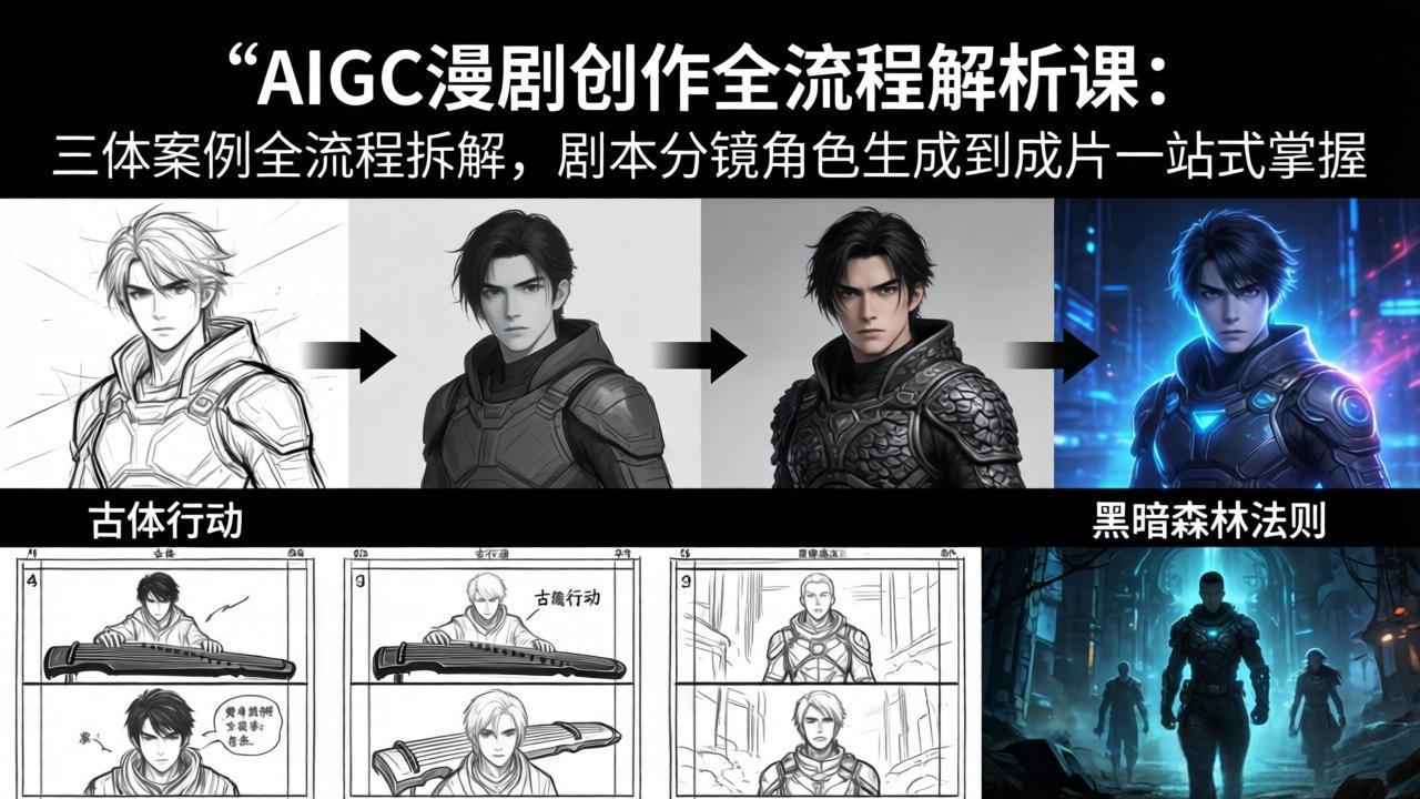 AIGC漫剧创作全流程解析课：三体案例全流程拆解，剧本分镜角色生成到成片一站式掌握|网创挖金社