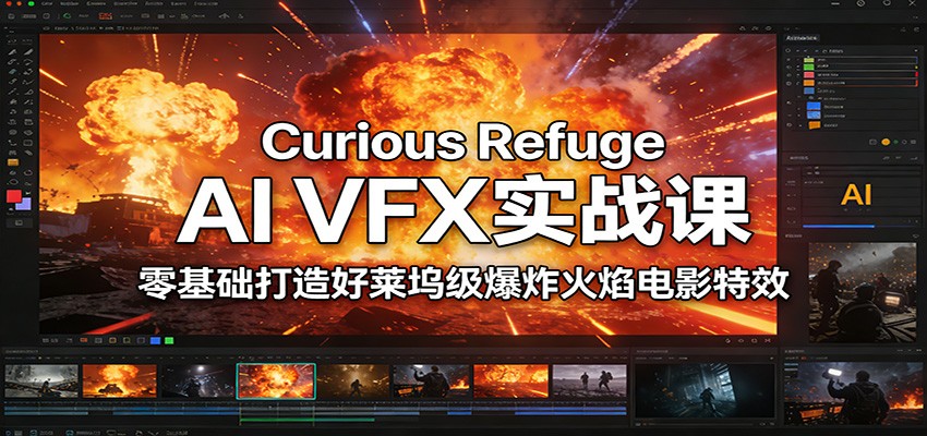 Curious Refuge AI VFX实战课，零基础打造好莱坞级爆炸火焰电影特效|网创挖金社