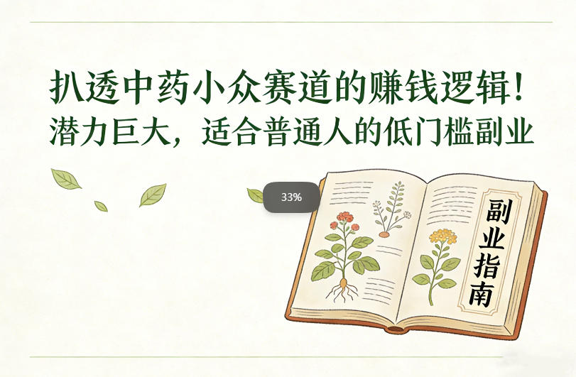 扒透中药小众赛道的賺米逻辑，潜力巨大，适合普通人的低门槛副业|网创挖金社