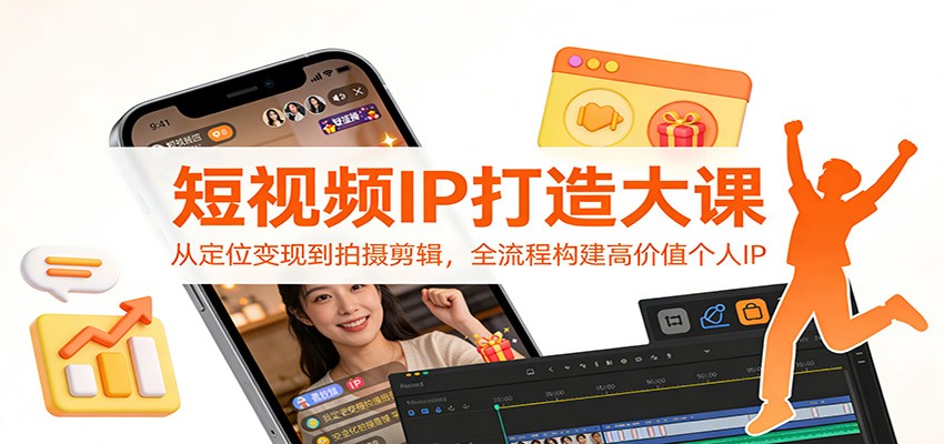 短视频IP打造大课：从定位变现到拍摄剪辑，全流程构建高价值个人IP|网创挖金社