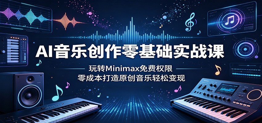 AI音乐创作零基础实战课：玩转Minimax免费权限，零成本打造原创音乐轻松变现|网创挖金社