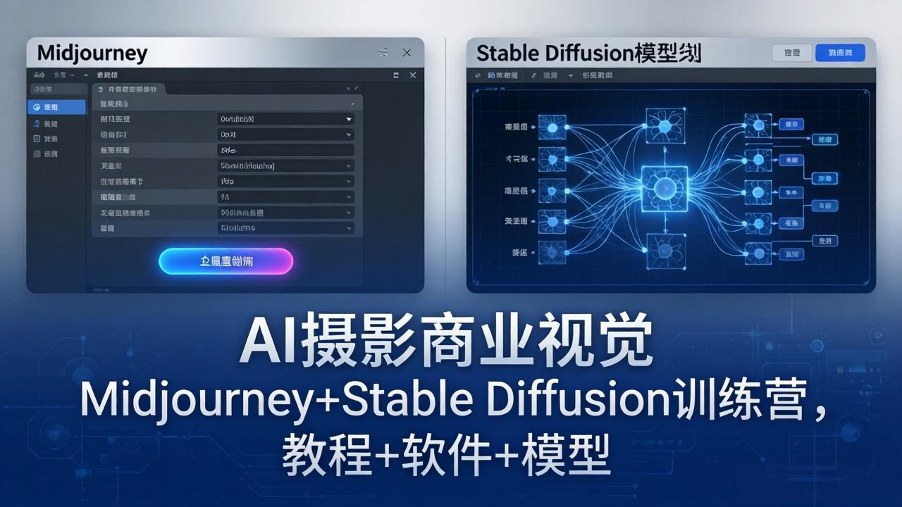 AI摄影商业视觉Midjourney+Stable Diffusion训练营，教程+软件+模型|网创挖金社