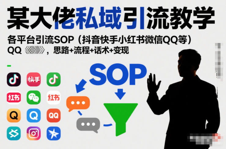 某大佬私域引流教学，各平台引流SOP(抖音快手小红书微信QQ等)，思路+流程+话术+变现|网创挖金社