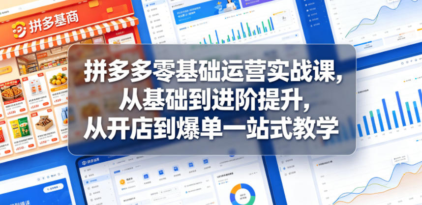 拼多多零基础运营实战课，从基础到进阶提升，从开店到爆单一站式教学|网创挖金社