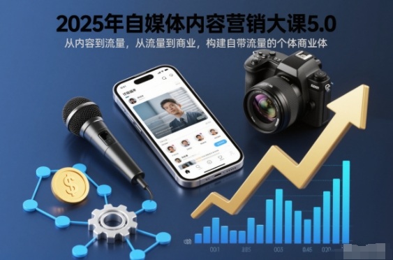 2025年自媒体内容营销大课5.0,从内容到流量,从流量到商业,构建自带流量的个体商业体|网创挖金社