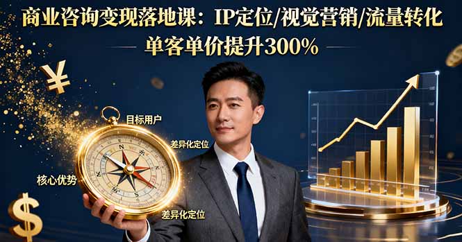 商业咨询变现落地课：IP定位/视觉营销/流量转化，单客单价提升300%|网创挖金社