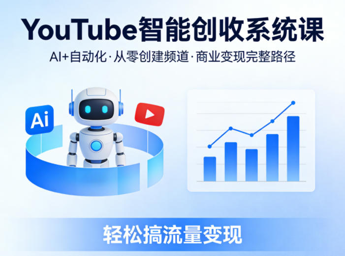 YouTube智能创收系统课，AI+自动化，从零创建YouTube频道并实现商业变现的完整路径，轻松搞流量变现|网创挖金社