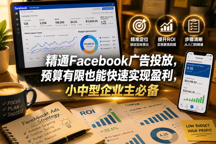 精通Facebook广告投放，预算有限也能快速实现盈利，小中型企业主必备【原创双语字幕】|网创挖金社
