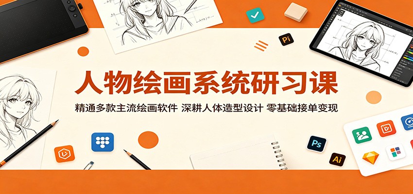 人物绘画系统研习课：精通多款主流绘画软件，深耕人体造型设计，零基础接单变现|网创挖金社