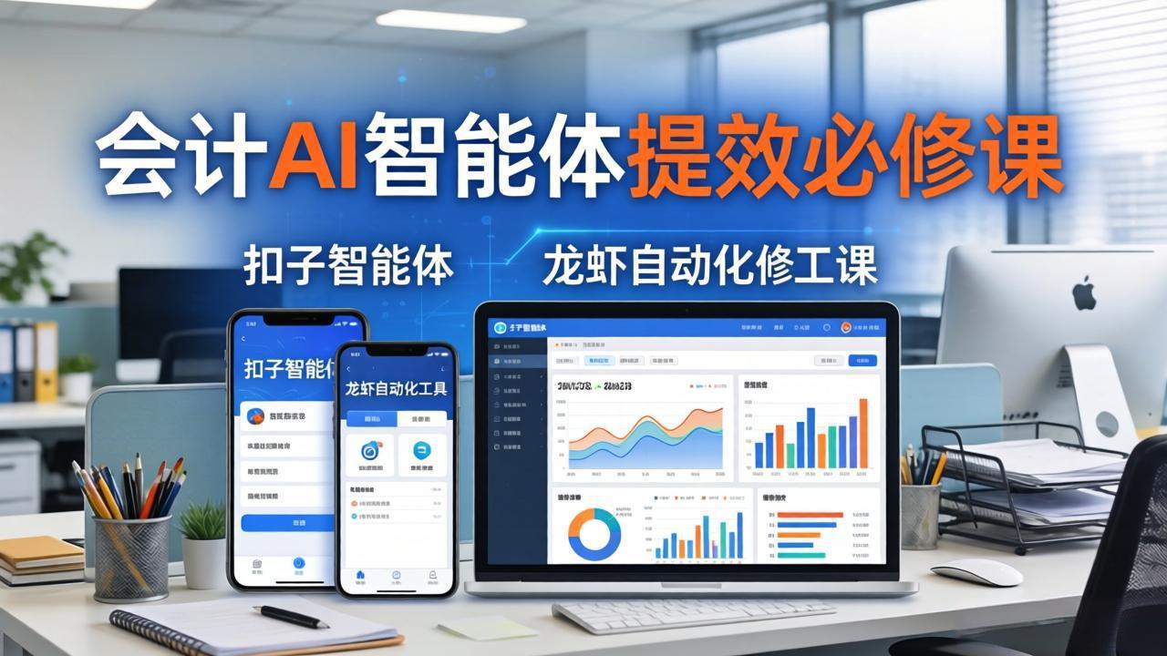 财务会计AI智能体提效必修课:扣子智能体+龙虾自动化+报表分析,一站式提升财务工作效率|网创挖金社