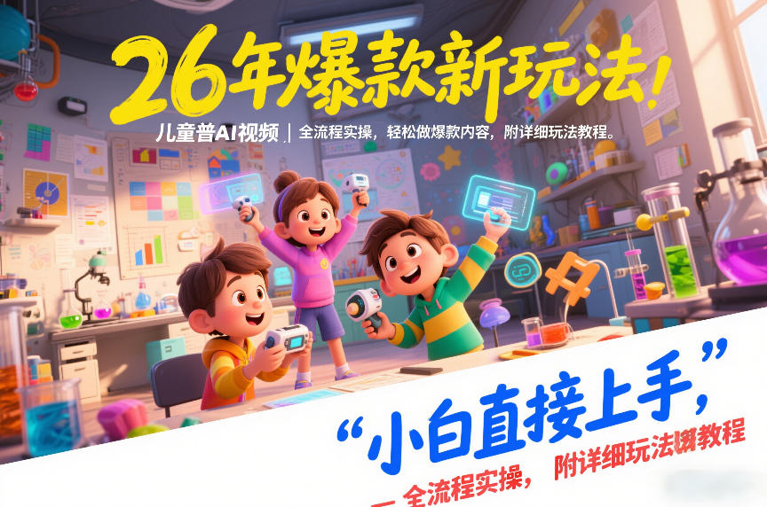 26年爆款新玩法，儿童科普AI视频，全流程实操，轻松做爆款内容，小白直接上手，附详细玩法教程|网创挖金社