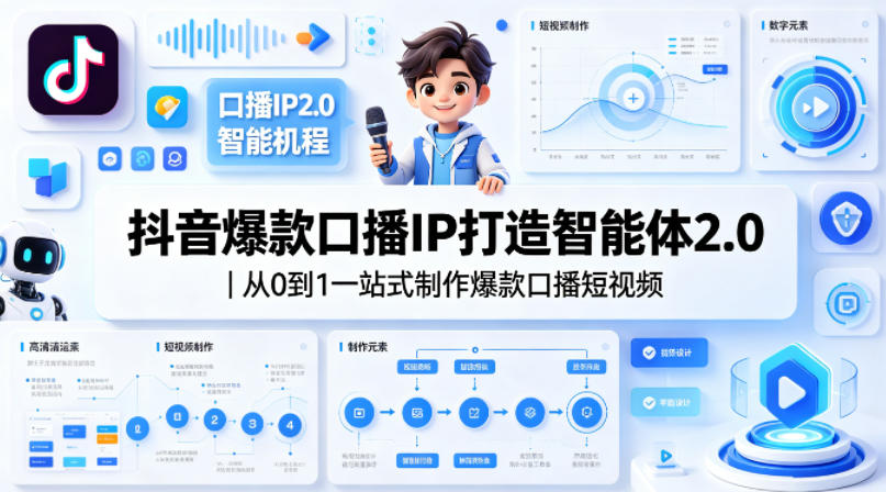 抖音爆款口播IP打造智能体2.0｜从0到1一站式制作爆款口播短视频|网创挖金社