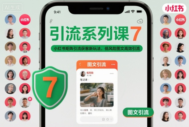 引流系列课7，小红书矩阵引流获客新玩法，低风险图文高效引流|网创挖金社