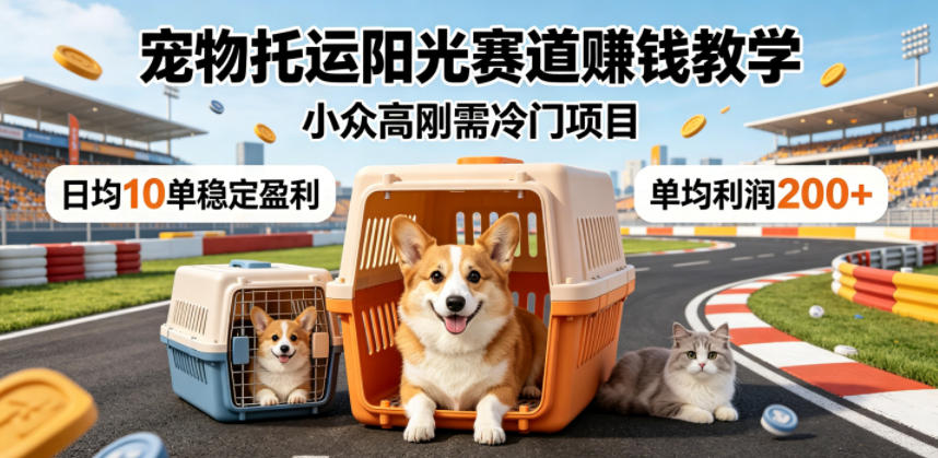 宠物托运阳光赛道賺钱教学，小众高刚需冷门项目，日均10单稳定盈利，单均利润200+|网创挖金社