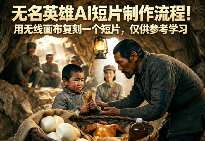 无名英雄AI短片制作流程！用无线画布复刻一个短片，仅供参考学习|网创挖金社
