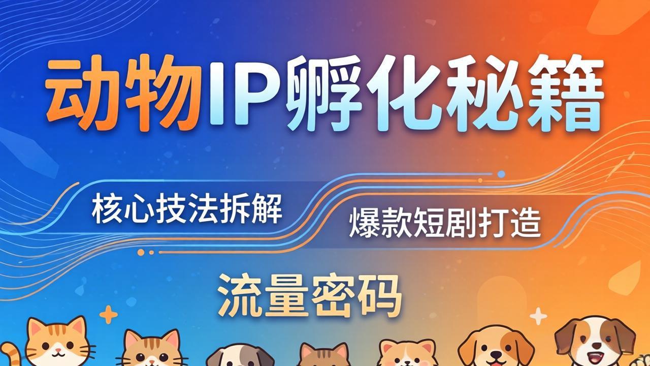 动物IP孵化全套秘籍，三大核心技法拆解，打造爆款萌宠短剧，轻松拿捏赛道流量密码|网创挖金社