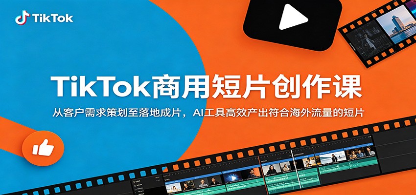 TikTok商用短片创作课：从客户需求策划至落地成片，AI工具高效产出符合海外流量的短片|网创挖金社