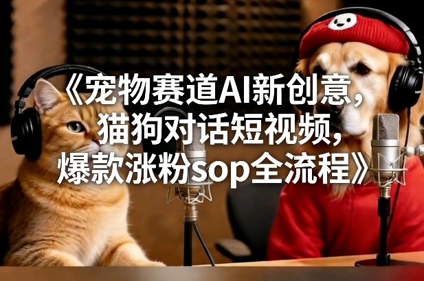 宠物赛道AI新创意，猫狗对话短视频，爆款涨粉sop全流程|网创挖金社