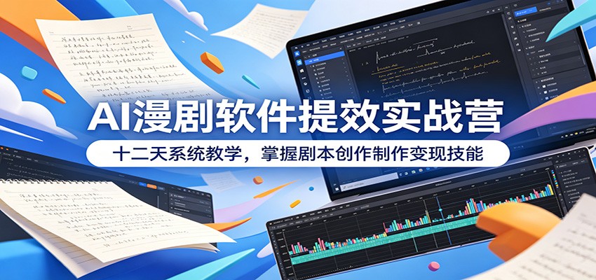 AI漫剧软件提效实战营:十二天系统教学,掌握剧本创作制作变现技能|网创挖金社