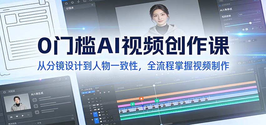 0门槛AI视频创作课：从分镜设计到人物一致性，全流程掌握视频制作|网创挖金社