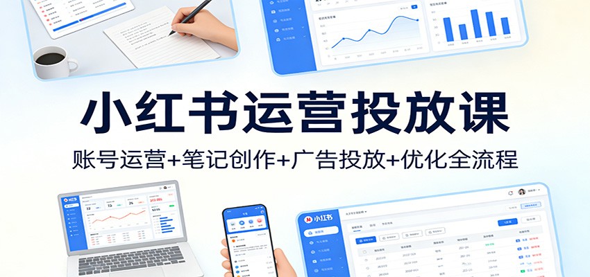 小红书运营投放课：账号运营+笔记创作+广告投放+优化全流程|网创挖金社