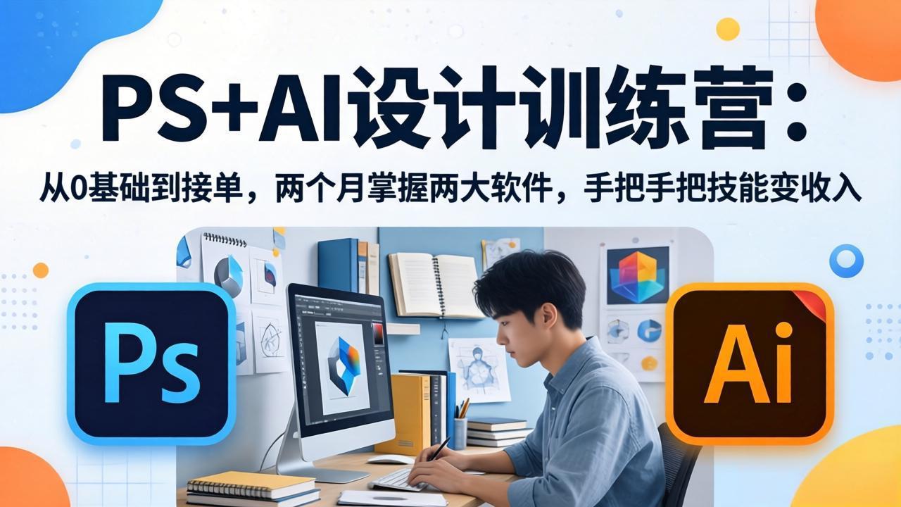 PS+AI设计训练营：从0基础到接单，两个月掌握两大软件，手把手把技能变收入|网创挖金社