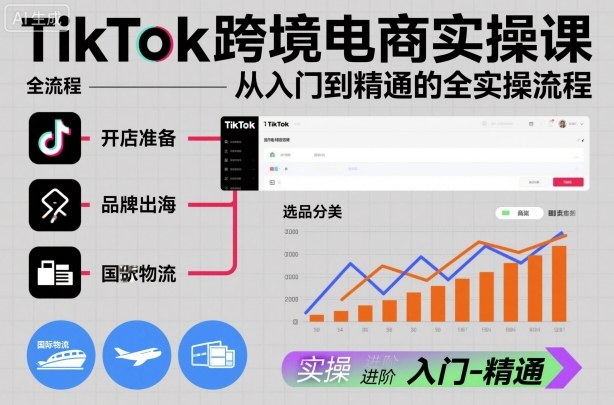 TikTok跨境电商实操课，从入门到精通的全实操流程|网创挖金社