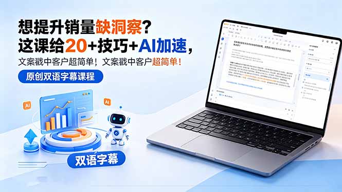 想提升销量缺洞察？这课给 20 + 技巧 + AI 加速，文案戳中客户超简单！【原创双语字幕】|网创挖金社