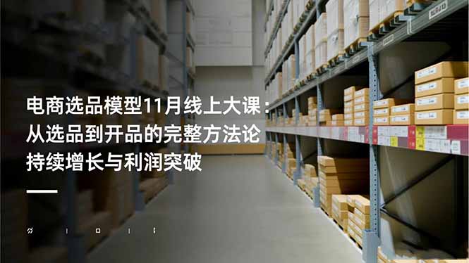 电商选品模型11月线上大课：从选品到开品的完整方法论 持续增长与利润突破|网创挖金社