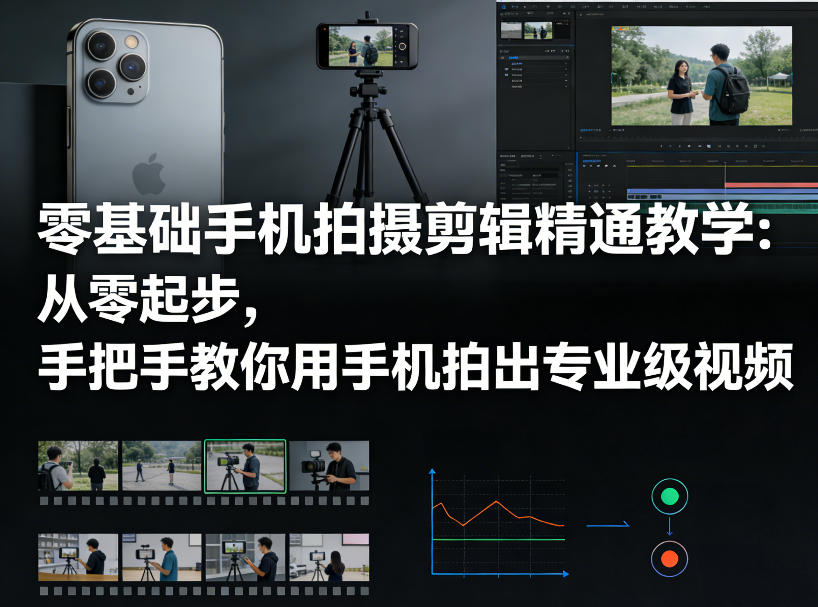 零基础手机拍摄剪辑精通教学：从零起步，手把手教你用手机拍出专业级视频|网创挖金社