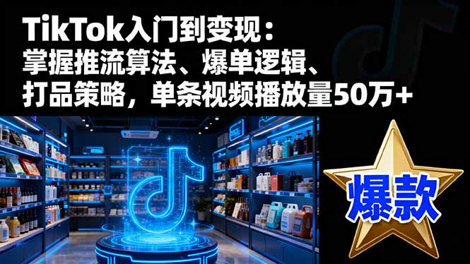 TikTok入门到变现：掌握推流算法、爆单逻辑、打品策略，单条视频播放量50w|网创挖金社