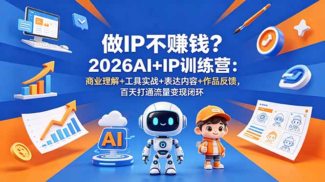 做IP不赚钱？2026AI+IP训练营：商业理解+工具实战+表达内容+作品反馈，百天打通流量变现闭环|网创挖金社