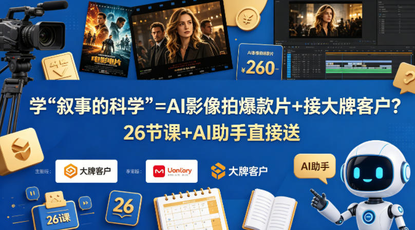学《叙事的科学》=AI影像拍爆款片+接大牌客户？26节课+AI助手直接送【原创双语字幕】|网创挖金社