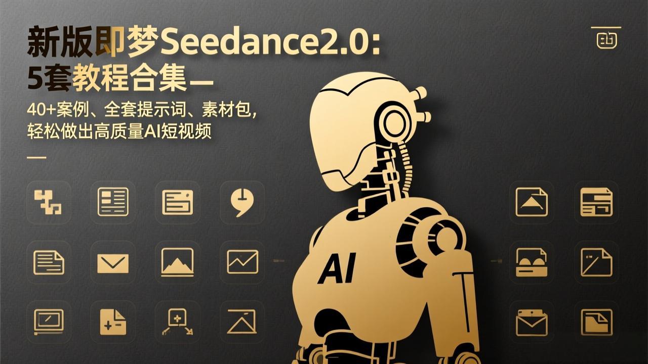 新版即梦Seedance2.0：5套教程合集，40+案例、全套提示词、素材包，轻松做出高质量AI短视频|网创挖金社