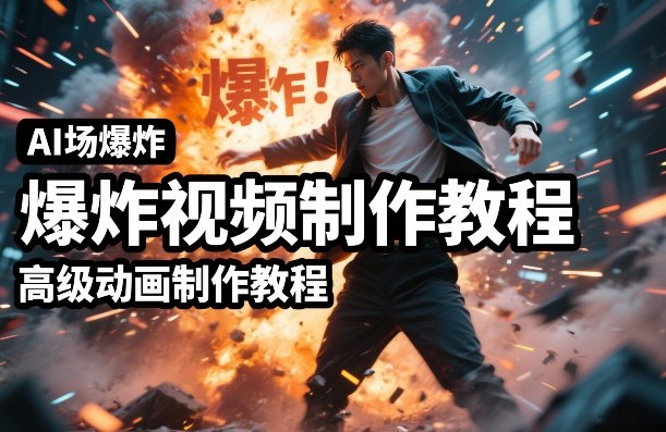AI场景爆炸视频制作教程，利用人物实拍视频制作出高级的动画特效|网创挖金社