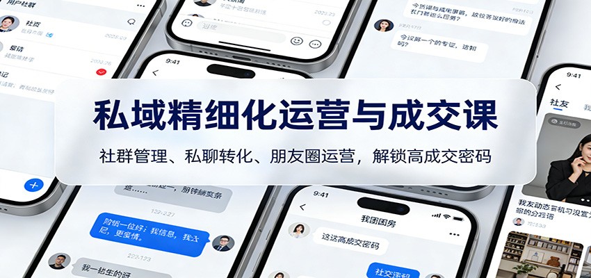 私域精细化运营与成交课：社群管理、私聊转化、朋友圈运营，解锁高成交密码|网创挖金社