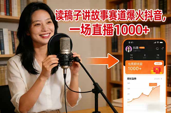 读稿子讲故事赛道爆火抖音，一场直播日入1000+|网创挖金社