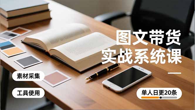 图文带货实战系统课,工具使用、素材采集、防同质化,单人日更20条月入3w+|网创挖金社