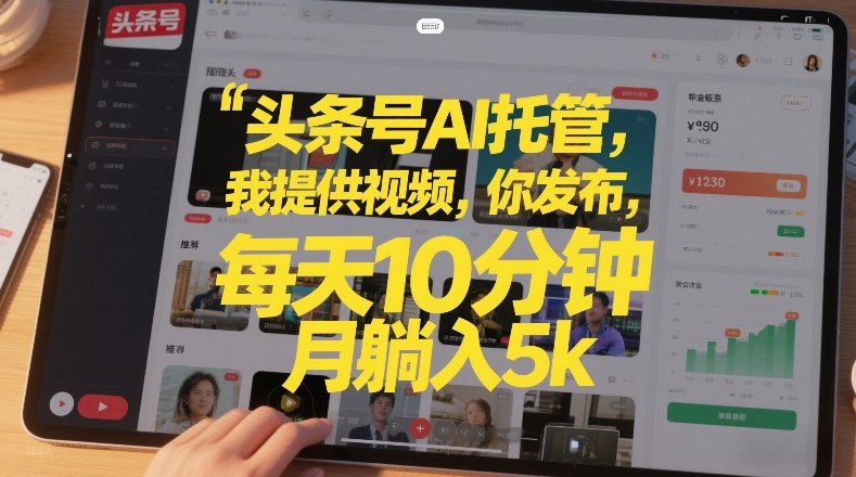 头条号AI托管，我提供视频，你发布，每天10分钟，月躺入5k+【揭秘】|网创挖金社