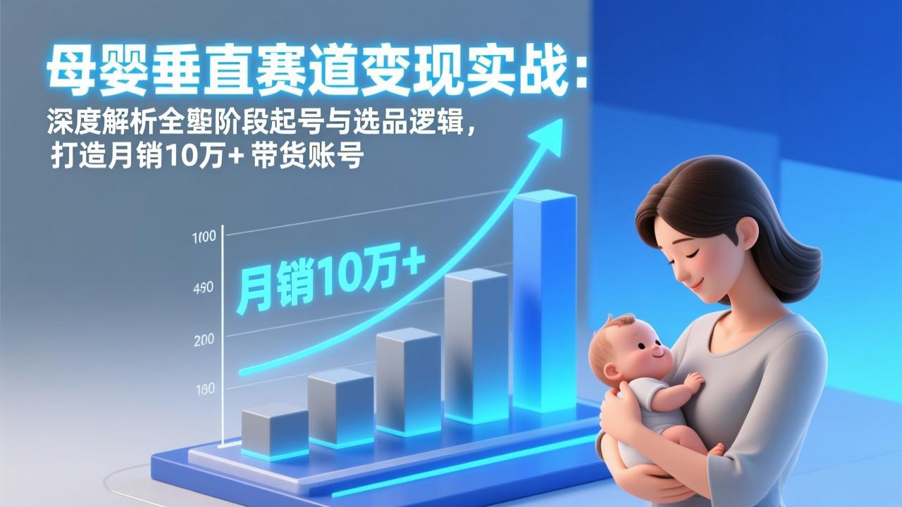 母婴垂直赛道变现实战：深度解析三大阶段起号与选品逻辑，打造月销10万+带货账号|网创挖金社