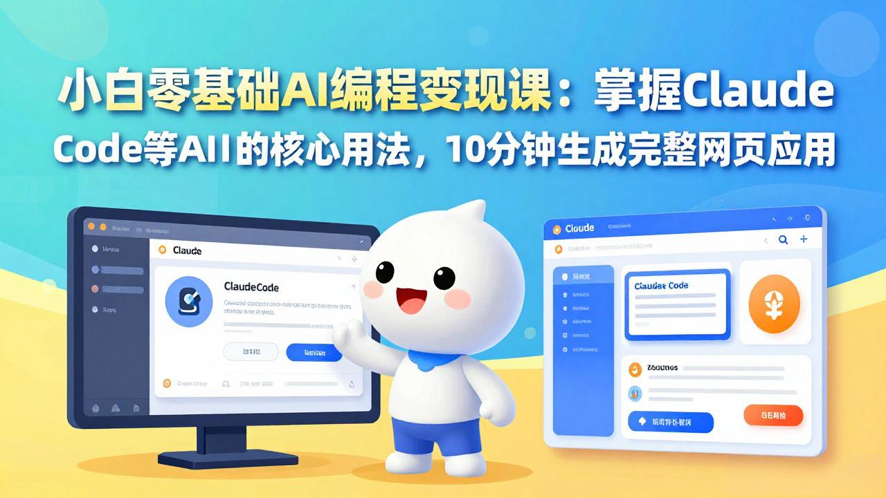 小白零基础AI编程变现课：掌握Claude Code等AI工具的核心用法，10分钟生成完整网页应用|网创挖金社