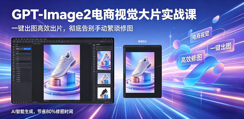 GPT-Image2电商视觉大片实战课，一键出图高效出片，彻底告别手动繁琐修图(更新)|网创挖金社